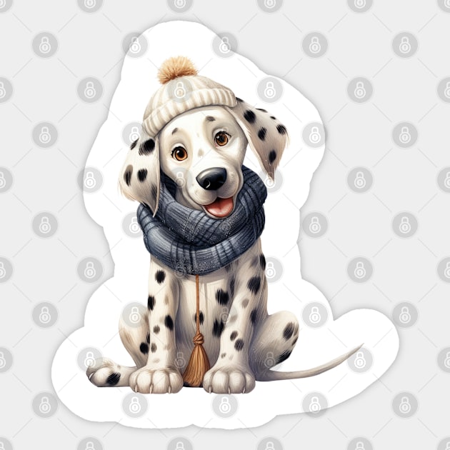 Winter Dalmatian Dog Sticker by Chromatic Fusion Studio